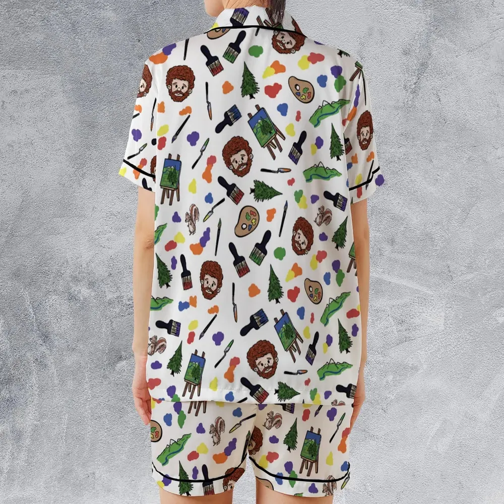 Joy Of Painting Bob Ross Satin Short-Sleeve Pajamas Set - 2