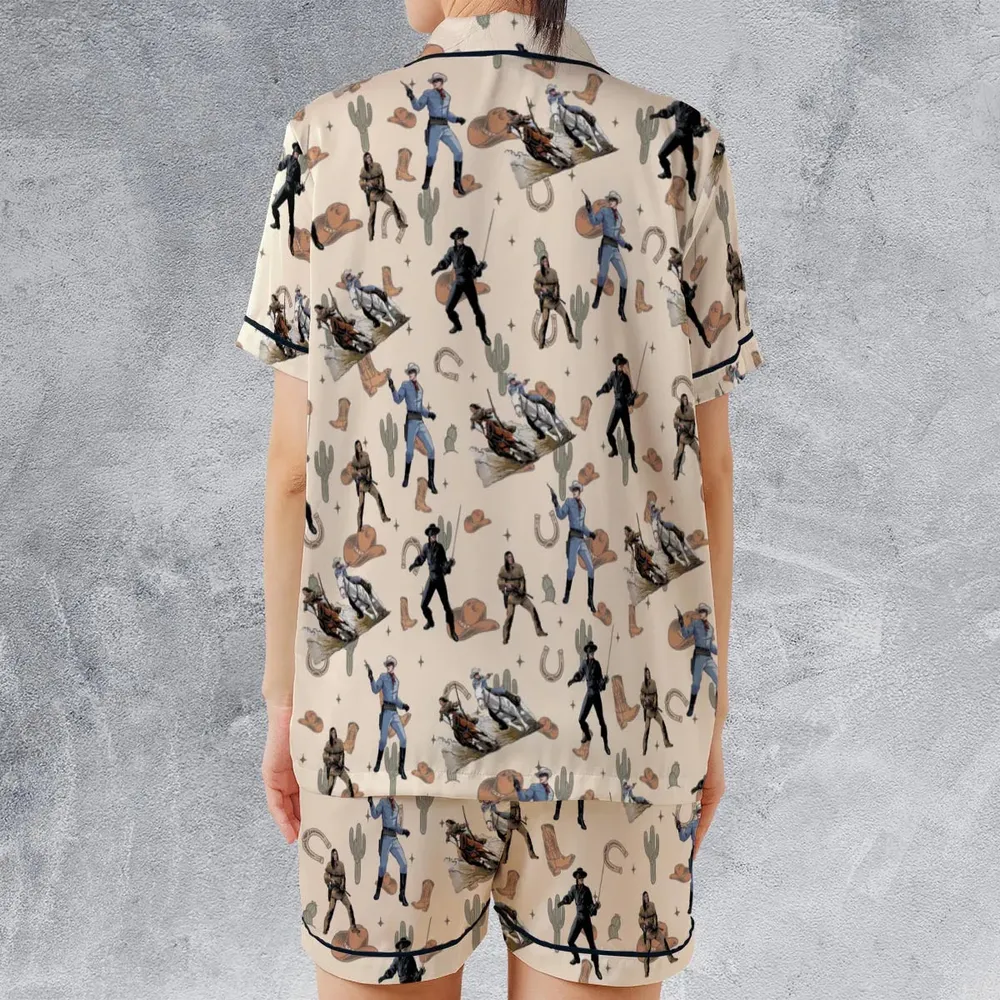 Old Western The Lone Ranger Zorro Tarzan Satin Short-Sleeve Pajamas Set - 2