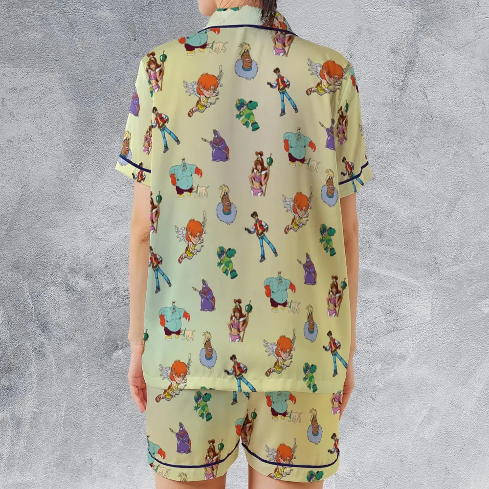 80s Captain N: The Game Master Characters Satin Short-Sleeve Pajamas Set - 2