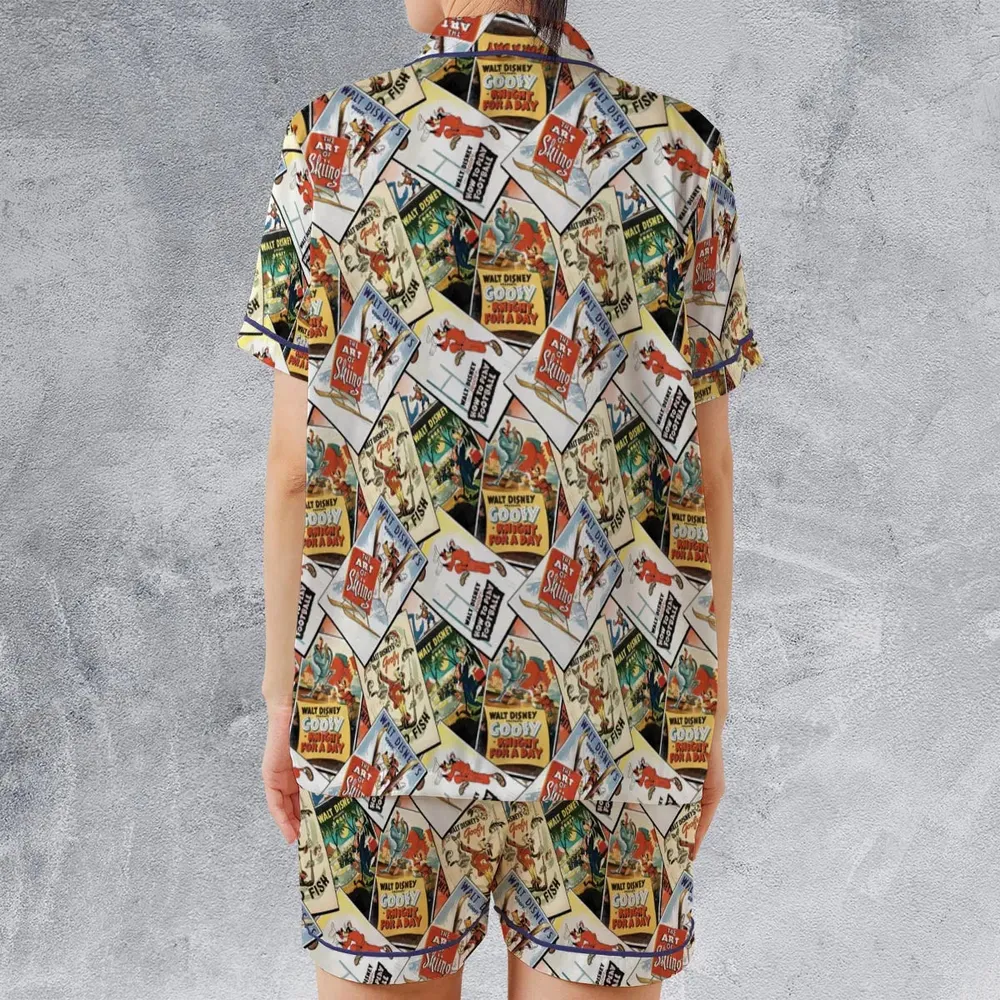 Goofy Vintage Posters Satin Short-Sleeve Pajamas Set - 2