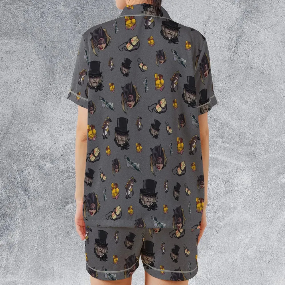 90s Returns Penguin and Catwoman Satin Short-Sleeve Pajamas Set - 2