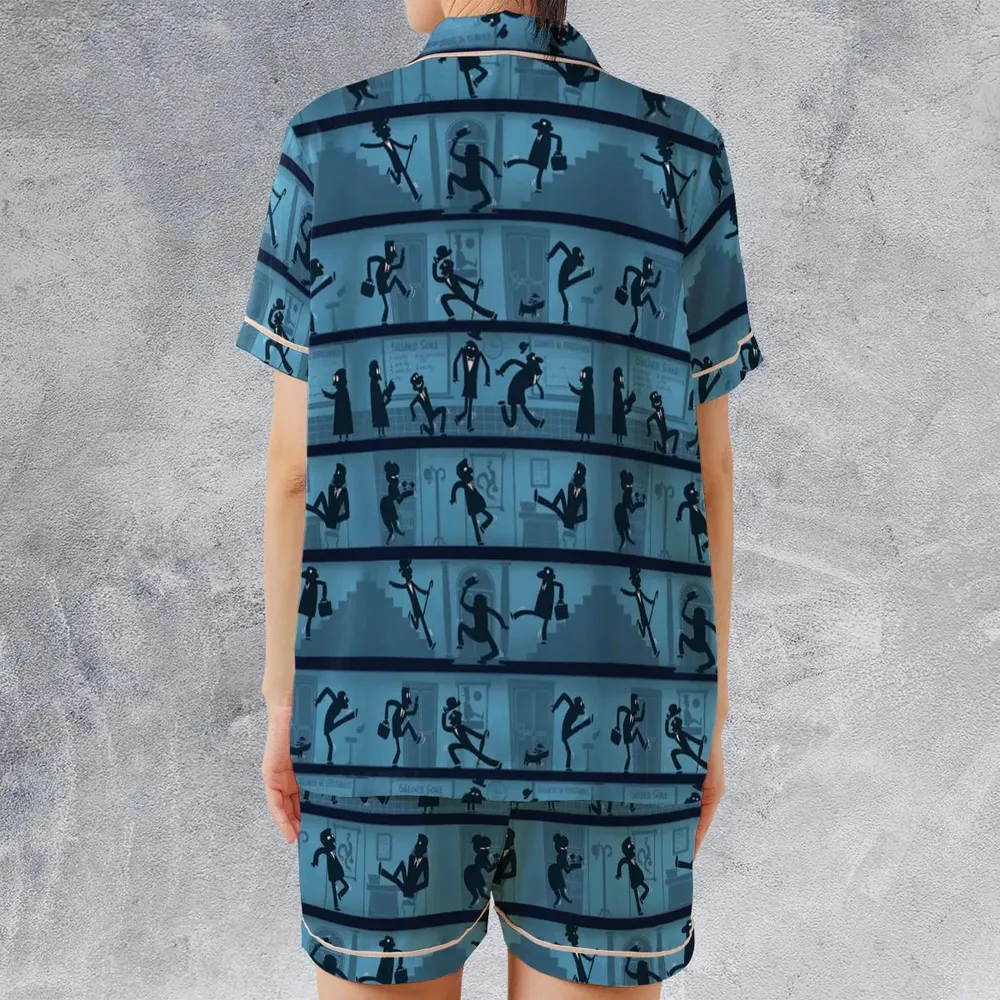 Walking In The Darkness Silly Walks Satin Short-Sleeve Pajamas Set - 2