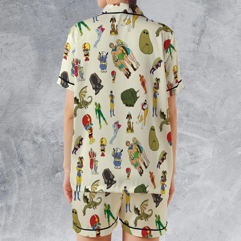 Herculoids and The Rest Of Hanna Barbera Space Stars Satin Short-Sleeve Pajamas Set - 2