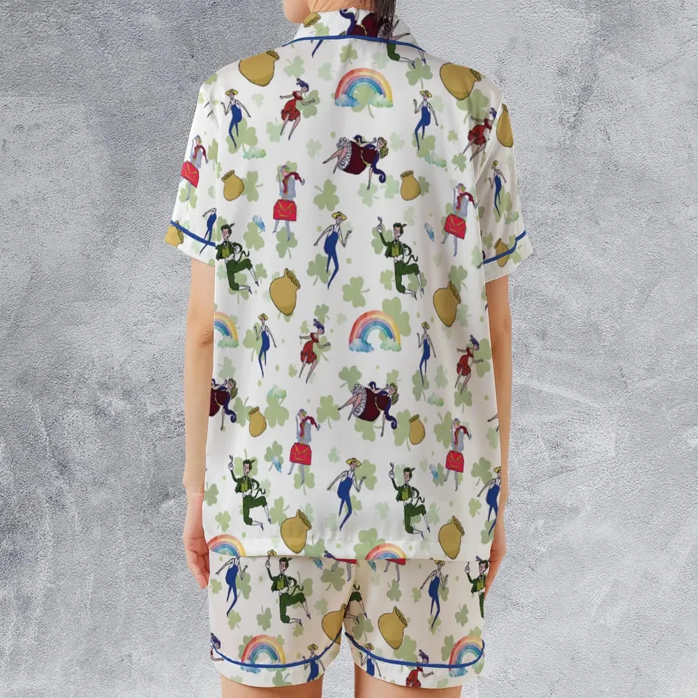 Irish Movie Finian’s Rainbow Characters Satin Short-Sleeve Pajamas Set - 2