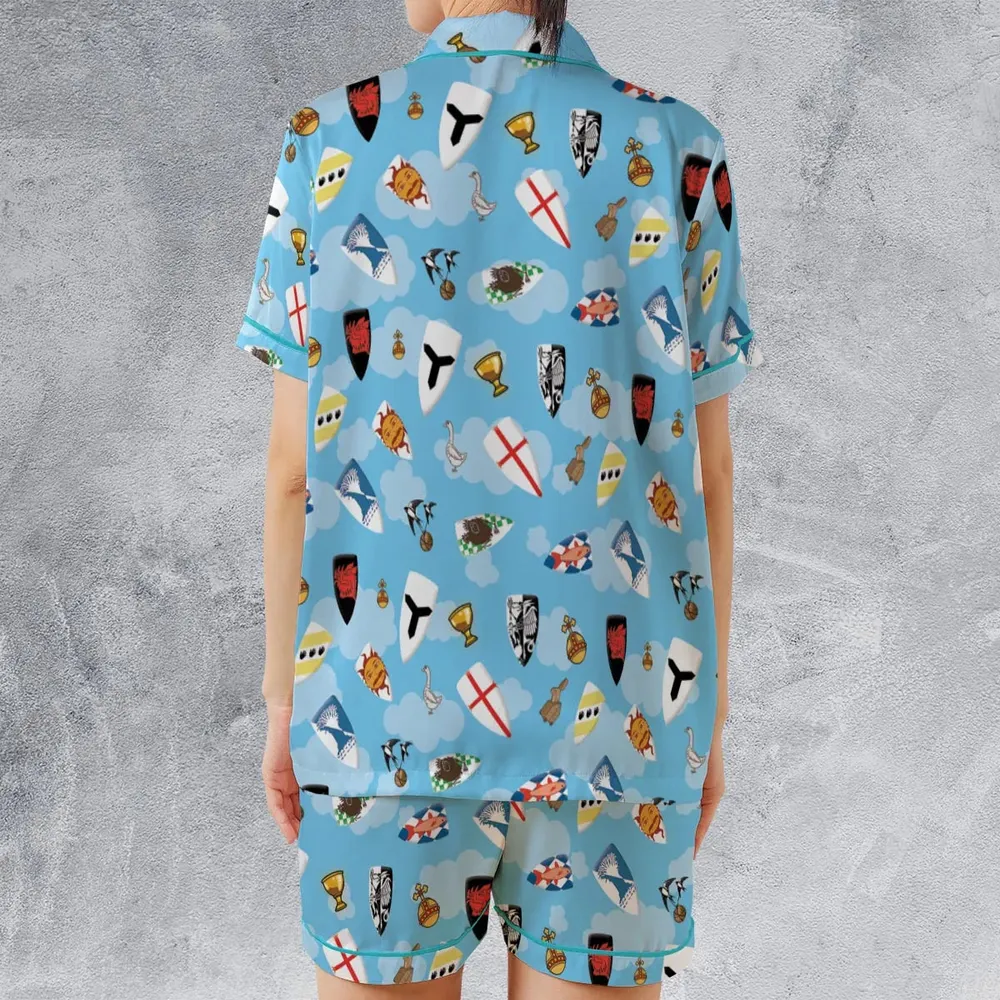 Coat Of Arms Monty Python and the Holy Grail Satin Short-Sleeve Pajamas Set - 2