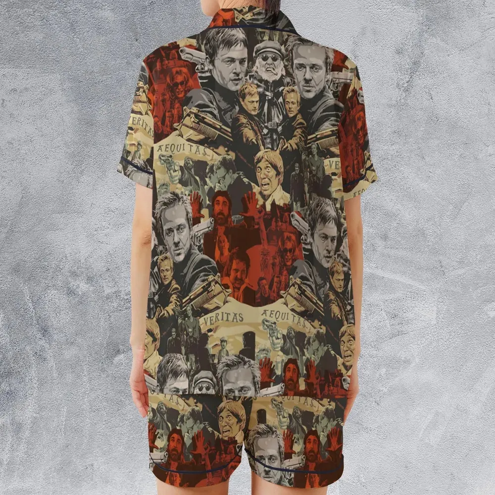 Retro 90s Action Film The Boondock Saints Satin Short-Sleeve Pajamas Set - 2