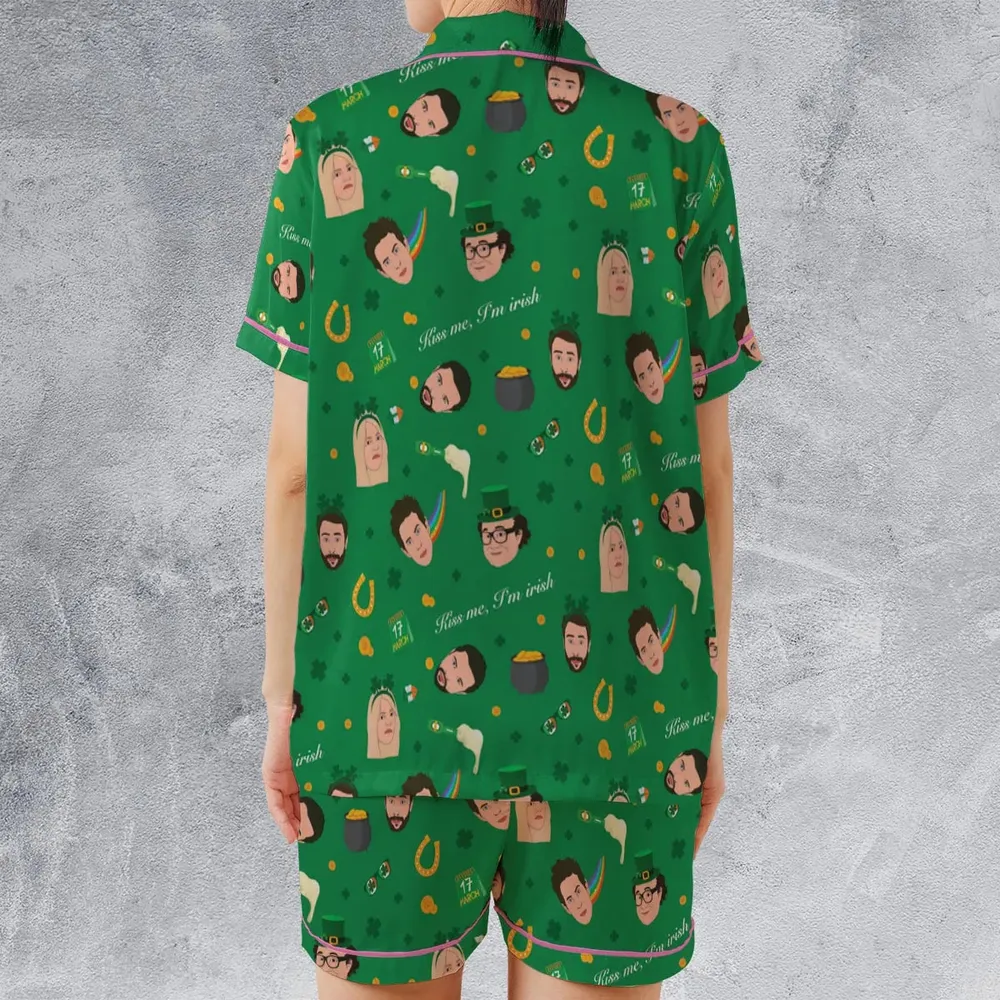 Kiss Me I'm Irish It's Always Sunny in Philadelphia Satin Short-Sleeve Pajamas Set - 2