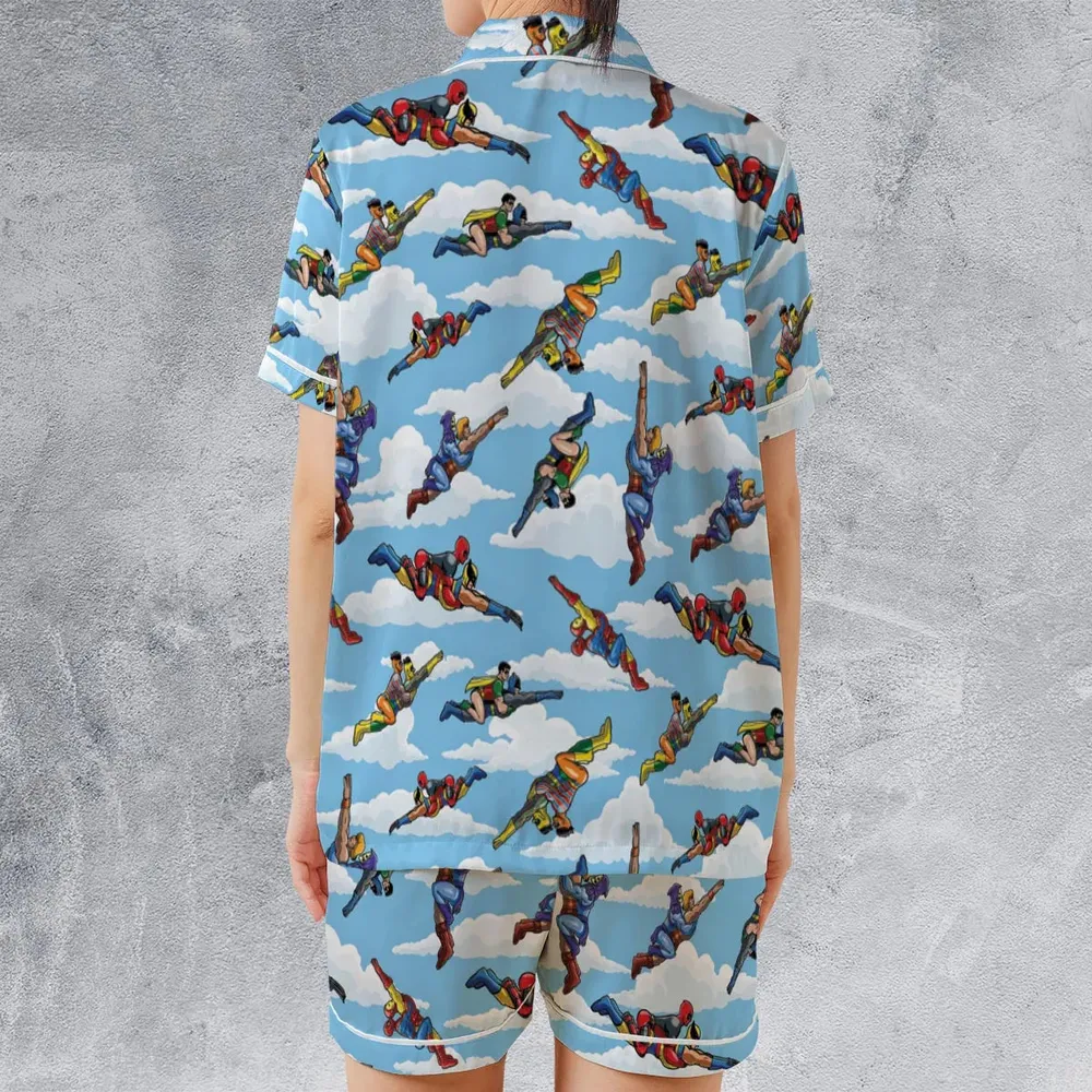 Parody Couples Duo Ambiguously Satin Short-Sleeve Pajamas Set - 2