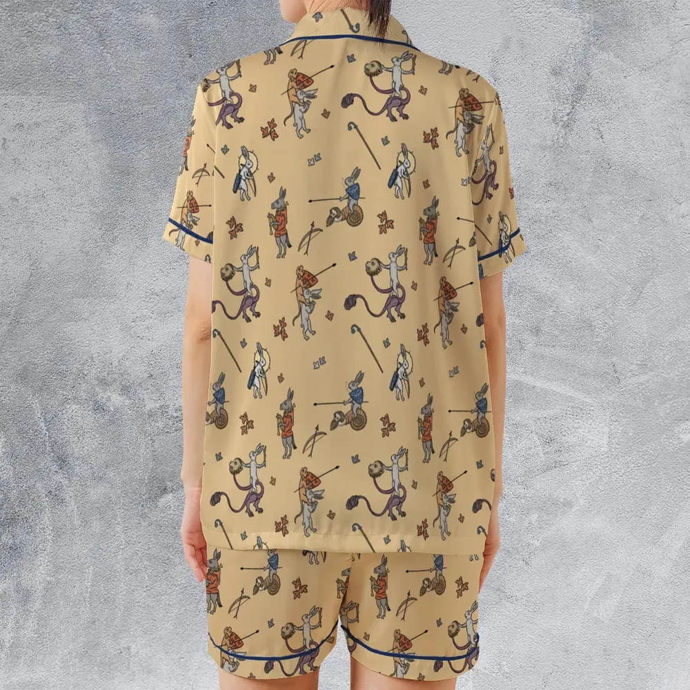 The Medieval Marginalia Killer Rabbit Monty Python Satin Short-Sleeve Pajamas Set - 2