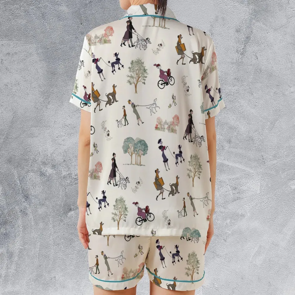 Dog Walking Look Alikes 101 Dalmations Satin Short-Sleeve Pajamas Set - 2