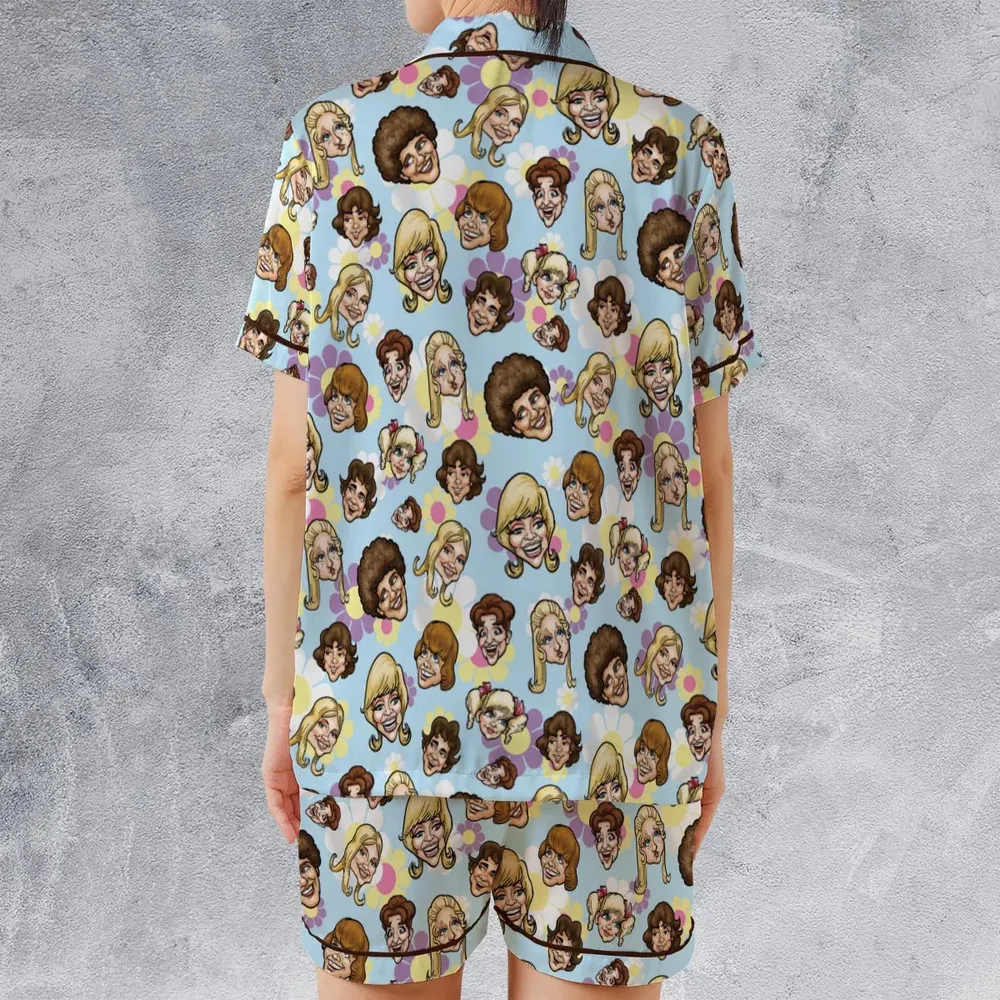 Retro TV The Brady Bunch Characters Satin Short-Sleeve Pajamas Set - 2