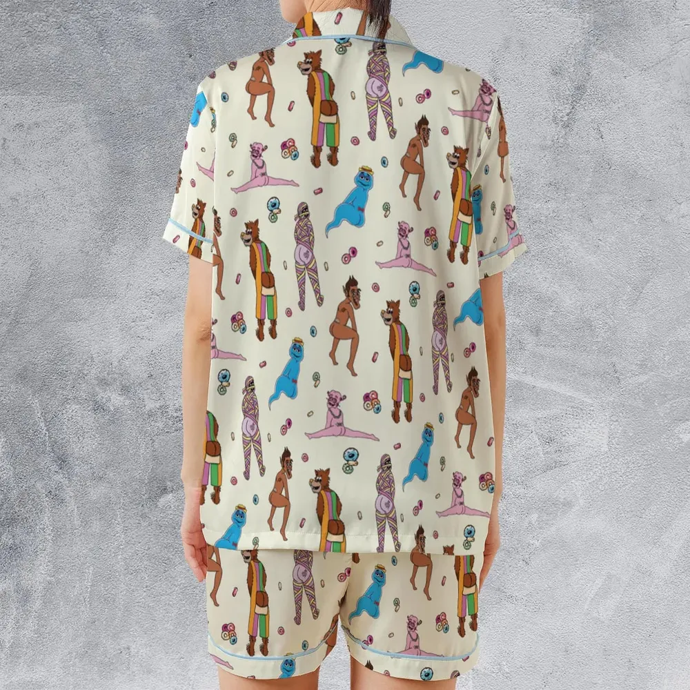 Cereal Monster Breakfast Satin Short-Sleeve Pajamas Set - 2