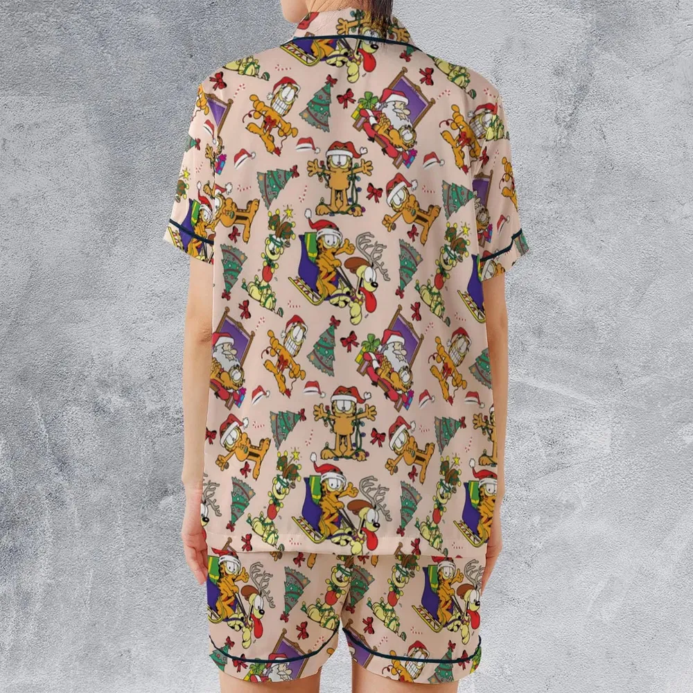 Garfield And Odie Christmas Sleigh Satin Short-Sleeve Pajamas Set - 2