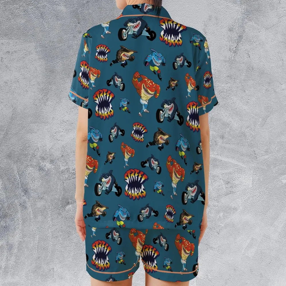 Ripster Slash Street Sharks Satin Short-Sleeve Pajamas Set - 2