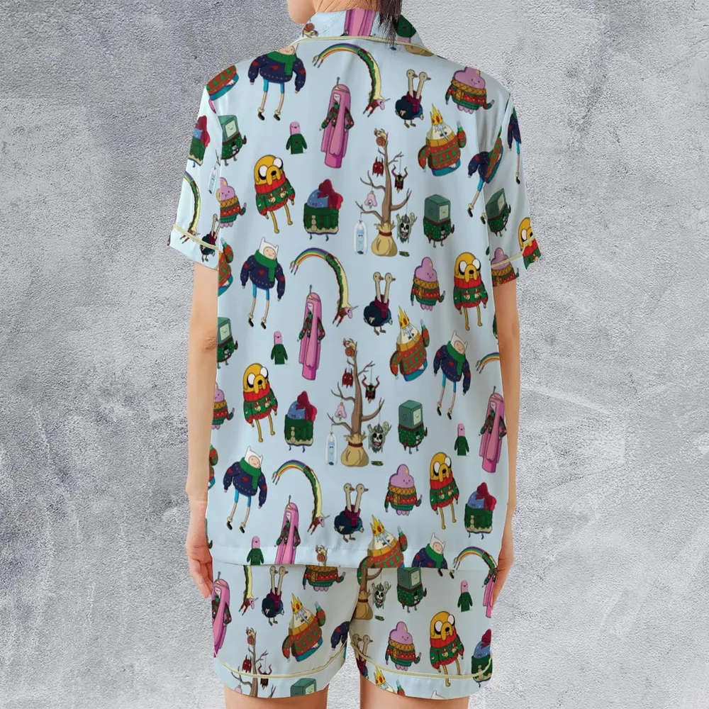 Ugly Sweater Adventure Time Satin Short-Sleeve Pajamas Set - 2