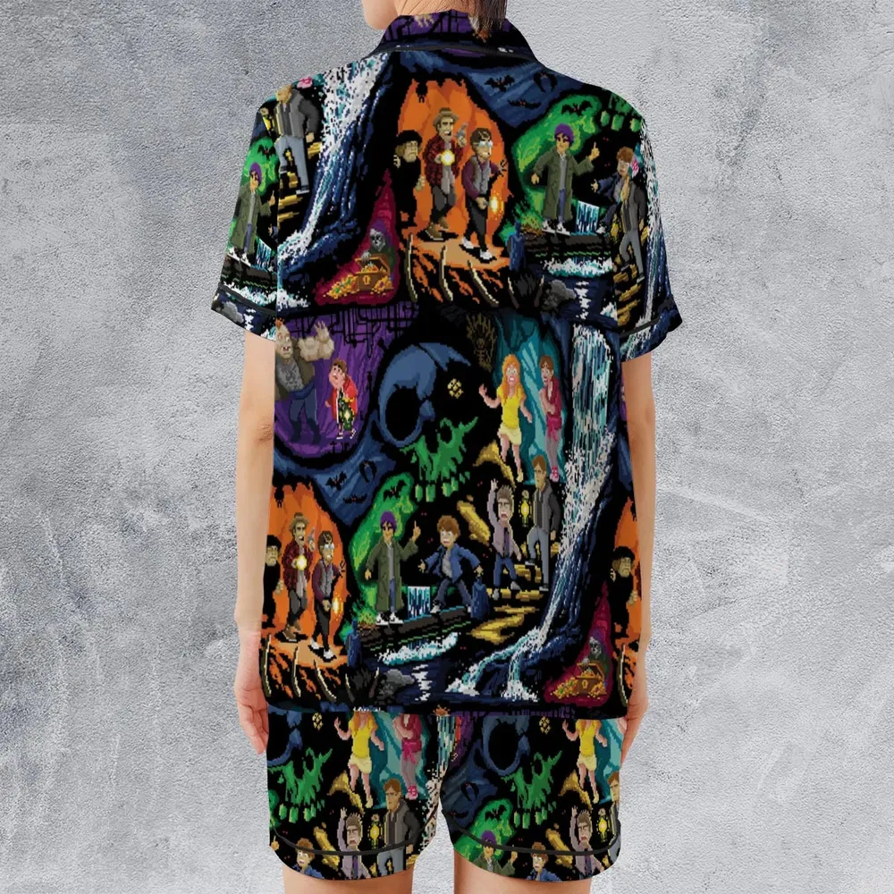 Goonies 80s Pixel Art Satin Short-Sleeve Pajamas Set - 2