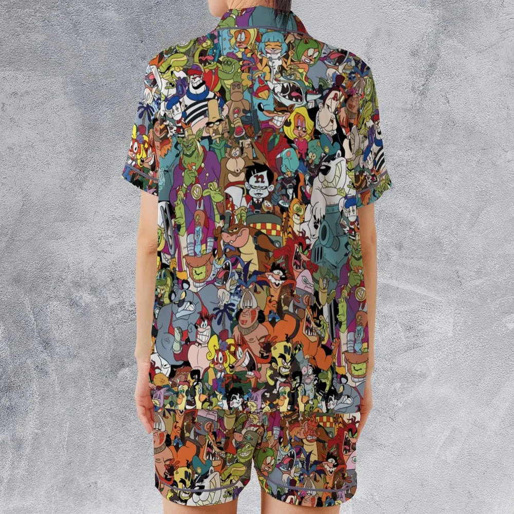 Retro Gamer Crash Bandicoot Satin Short-Sleeve Pajamas Set - 2