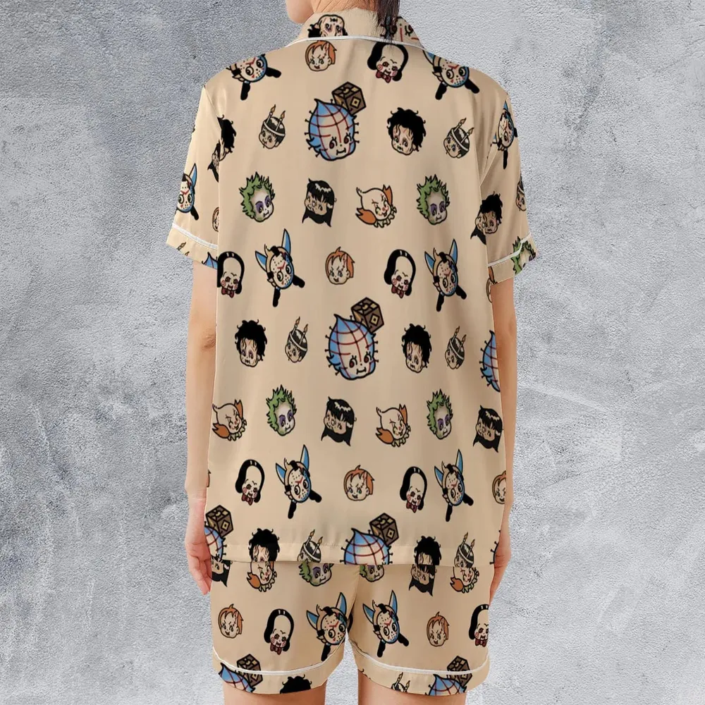 Horror Chic Satin Short-Sleeve Pajamas Set - 2