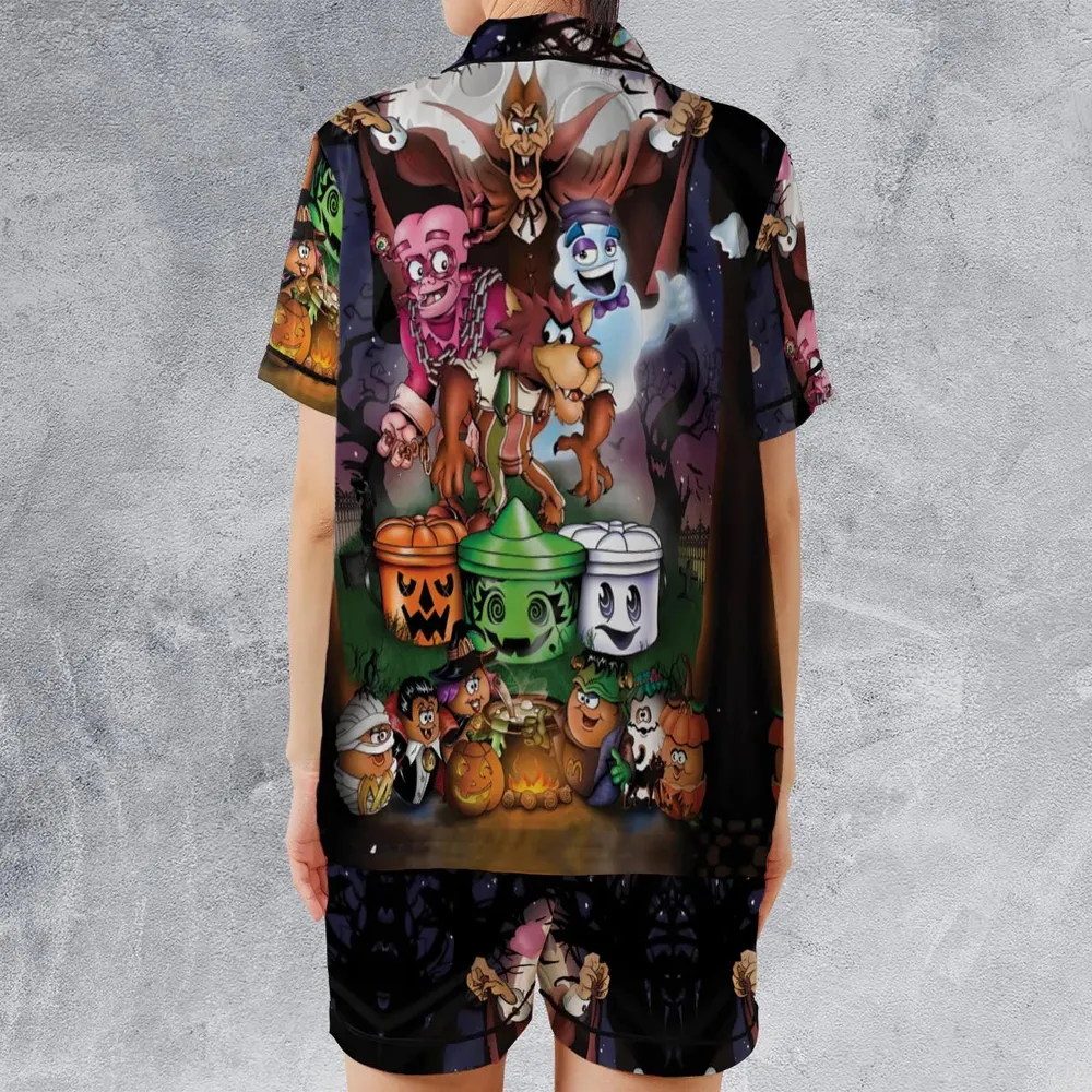 Halloween Food Mascot Themed Satin Short-Sleeve Pajamas Set - 2