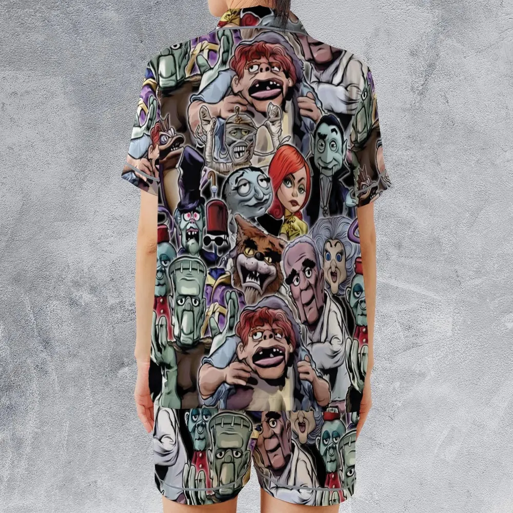 Party Like A Monster Mad Monster Party Satin Short-Sleeve Pajamas Set - 2