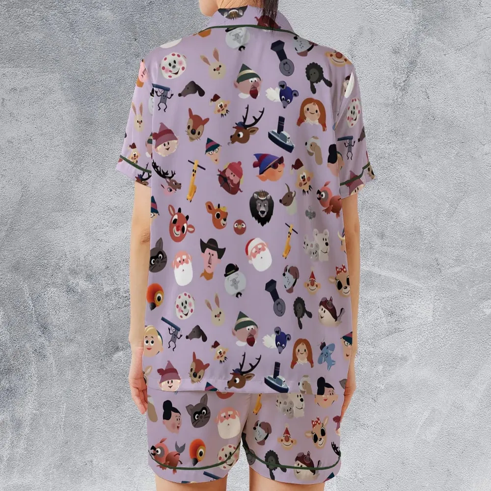Iconography Rudolph the Red-Nosed Reindeer Satin Short-Sleeve Pajamas Set - 2