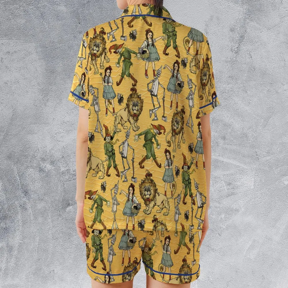 Magic Of Oz Characters Pattern Satin Short-Sleeve Pajamas Set - 2