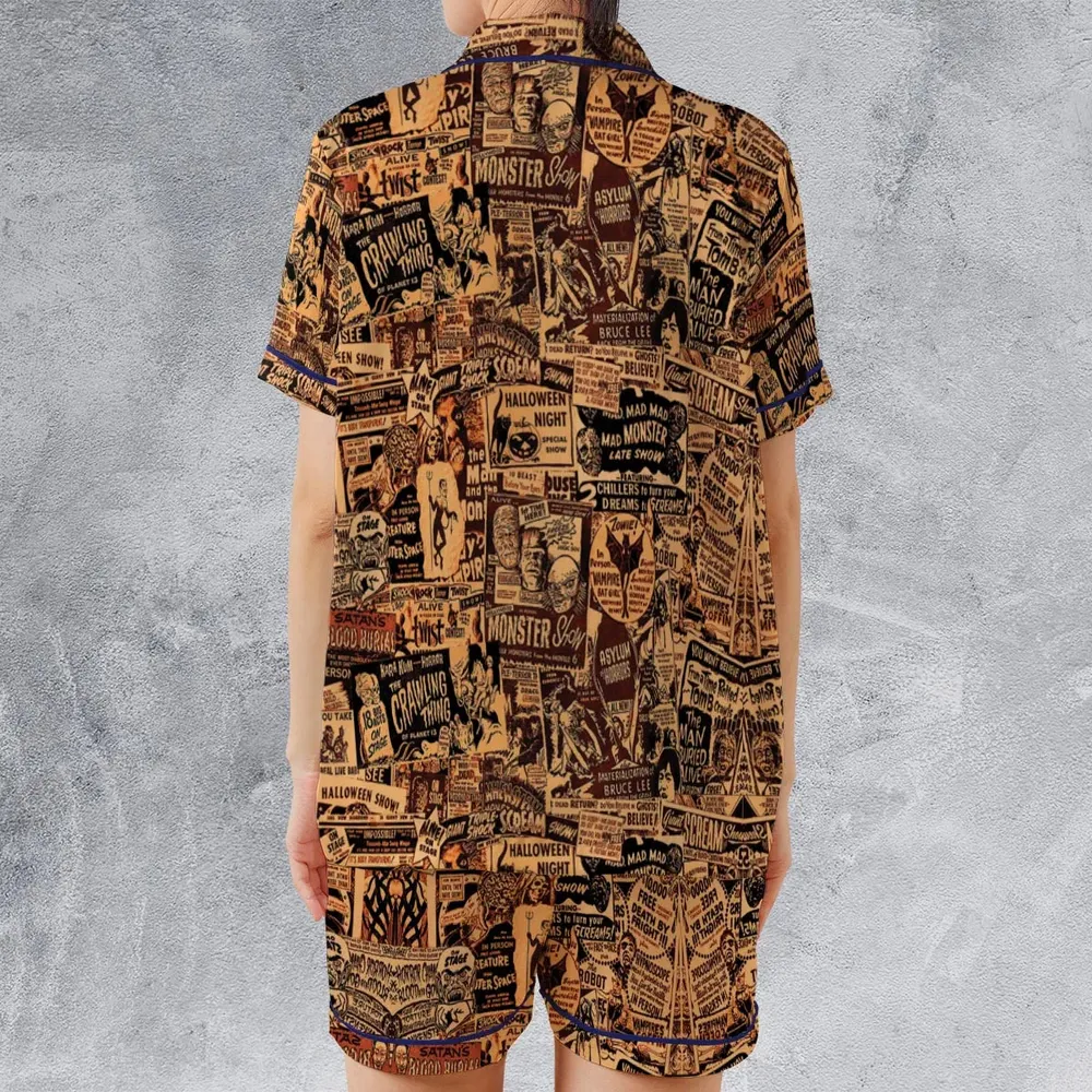 The Monster Show Mashup Satin Short-Sleeve Pajamas Set - 2