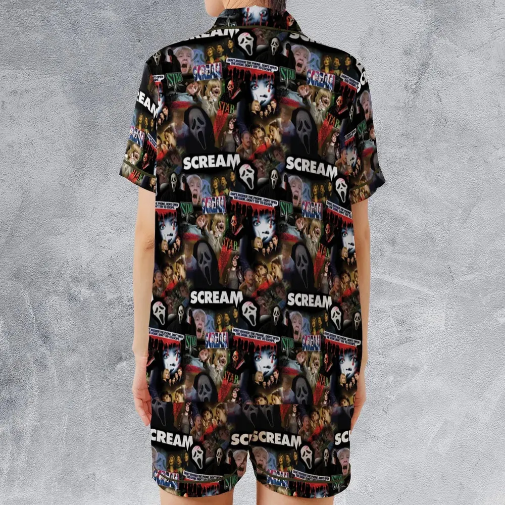 Slasher Chic Scream Satin Short-Sleeve Pajamas Set - 2