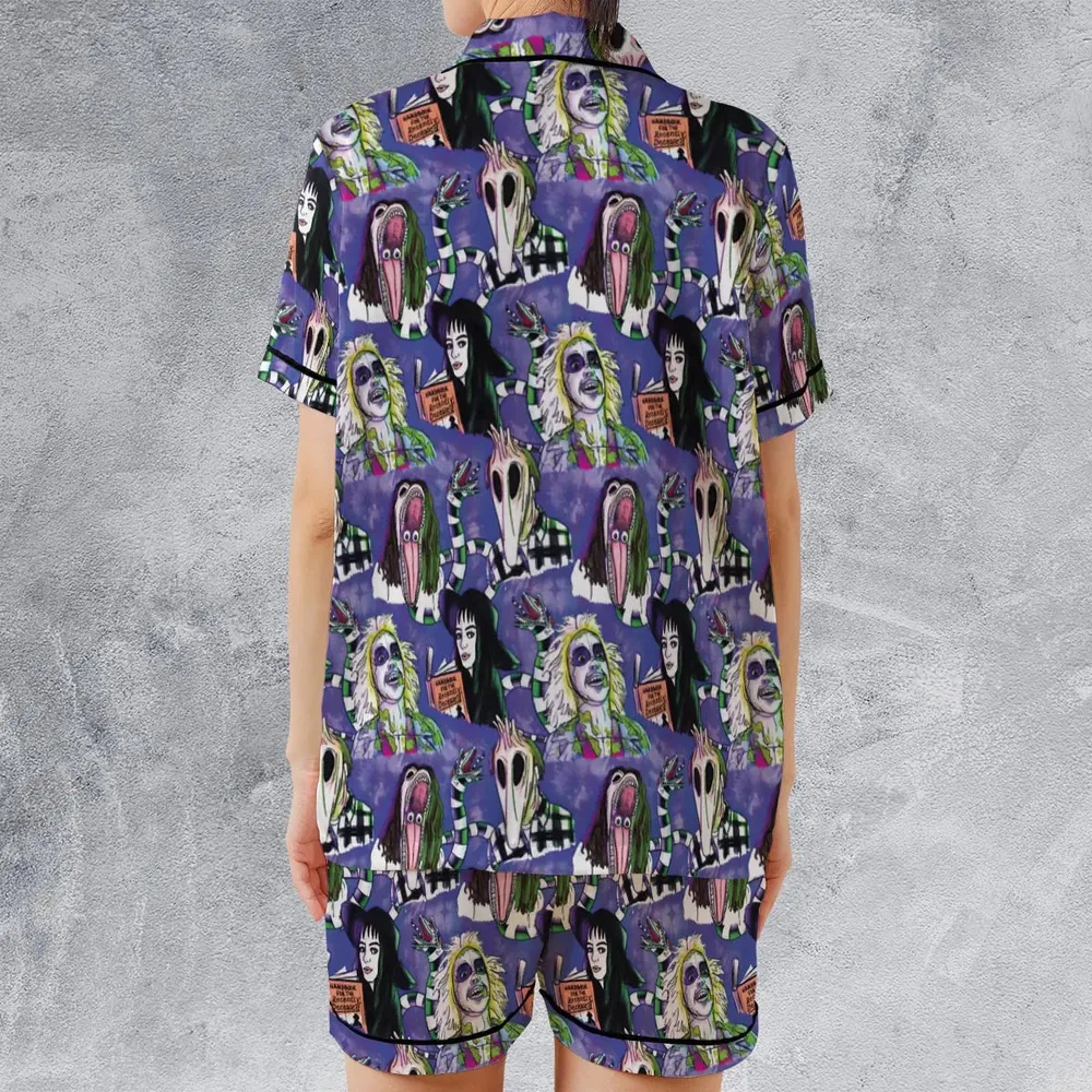 Beetle and Crew Beetlejuice Satin Short-Sleeve Pajamas Set - 2