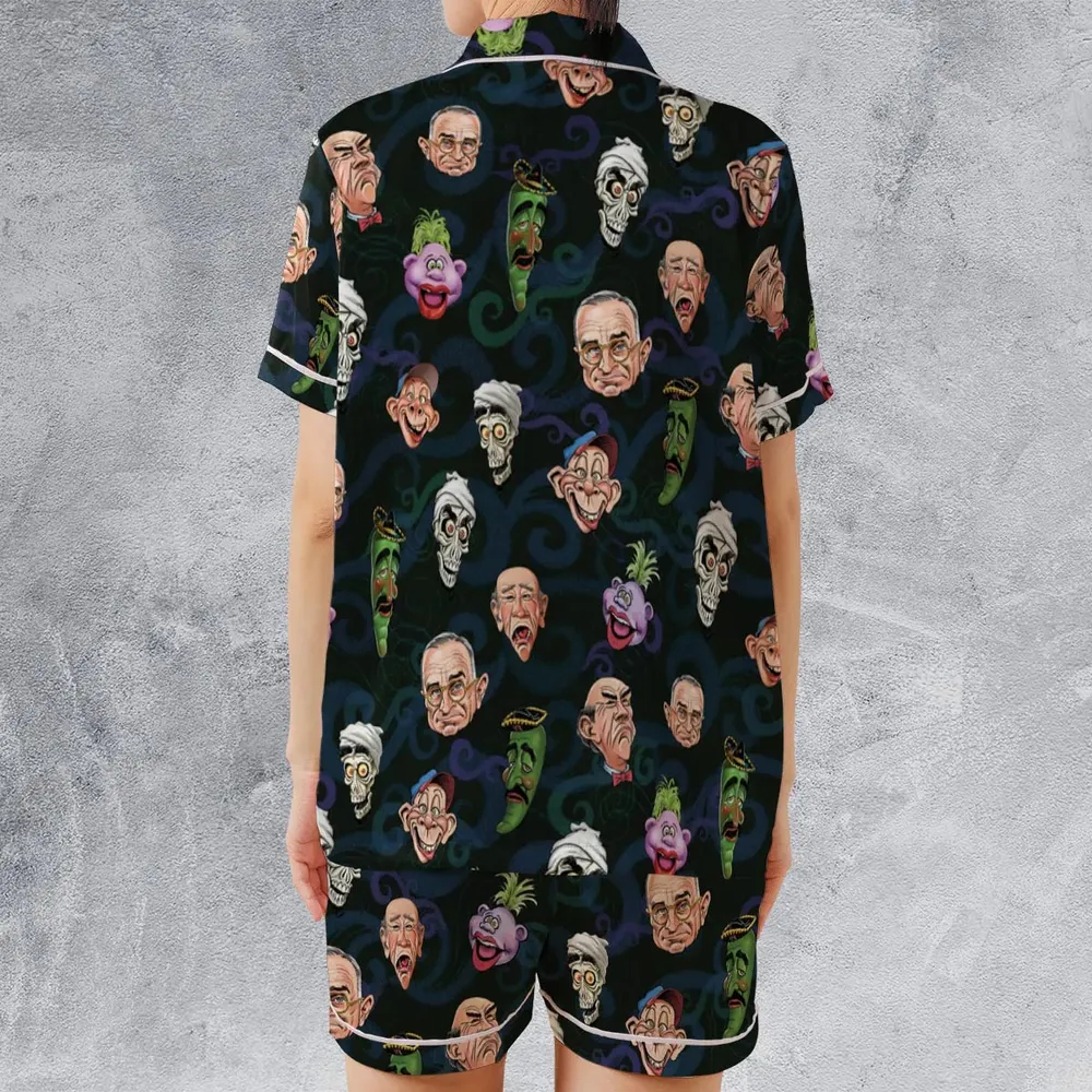 Puppet Comedy Characters Satin Short-Sleeve Pajamas Set - 2