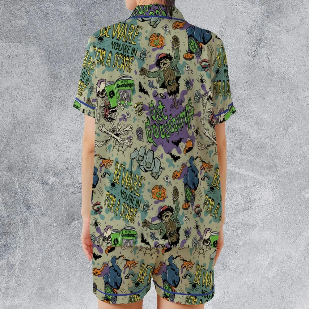 Beware You're In For A Scare Goosebumps Satin Short-Sleeve Pajamas Set - 2