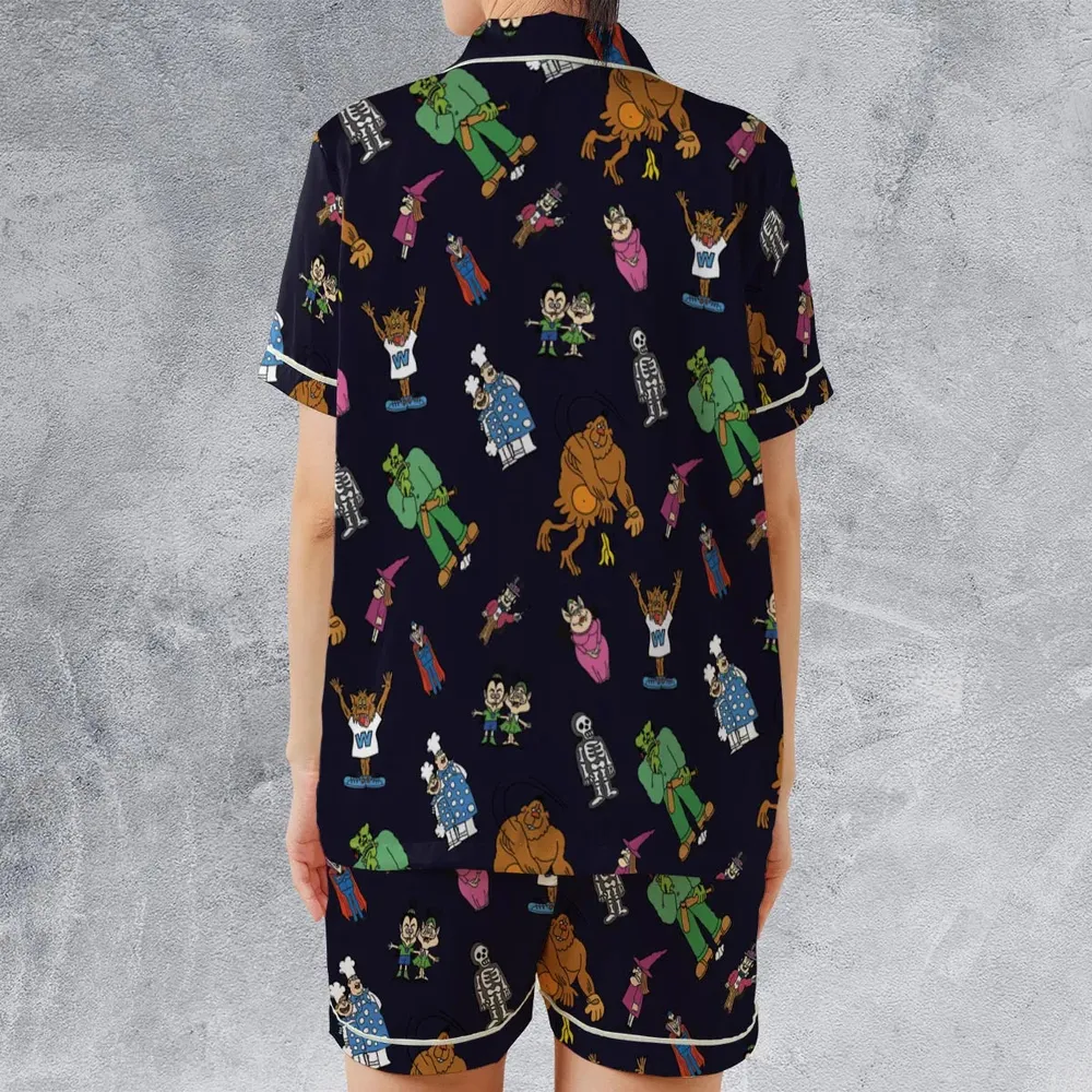 Nostalgic Food Mascots Burger Chef Satin Short-Sleeve Pajamas Set - 2