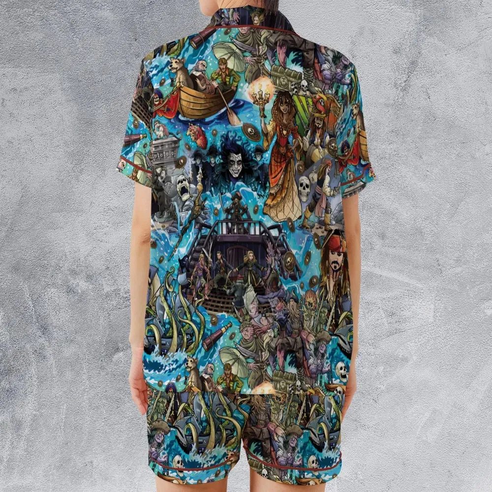 Travel And Fight Pirates of the Caribbean Satin Short-Sleeve Pajamas Set - 2