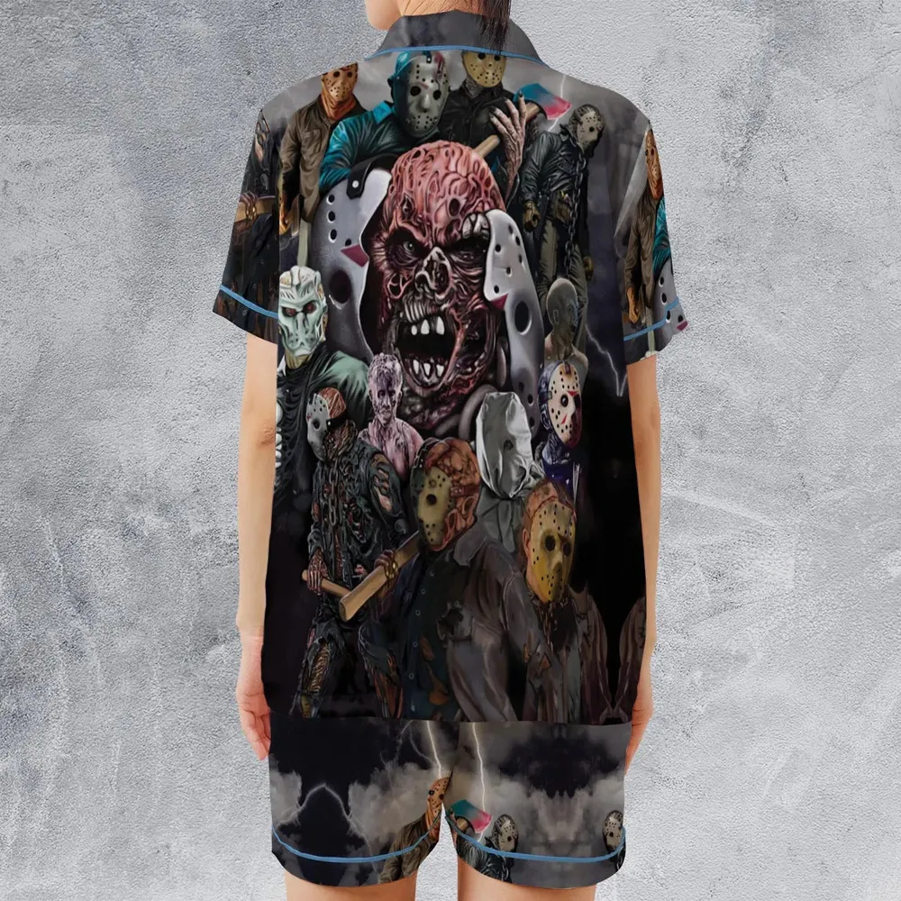 Jason Voorhees Evolution Satin Short-Sleeve Pajamas Set - 2
