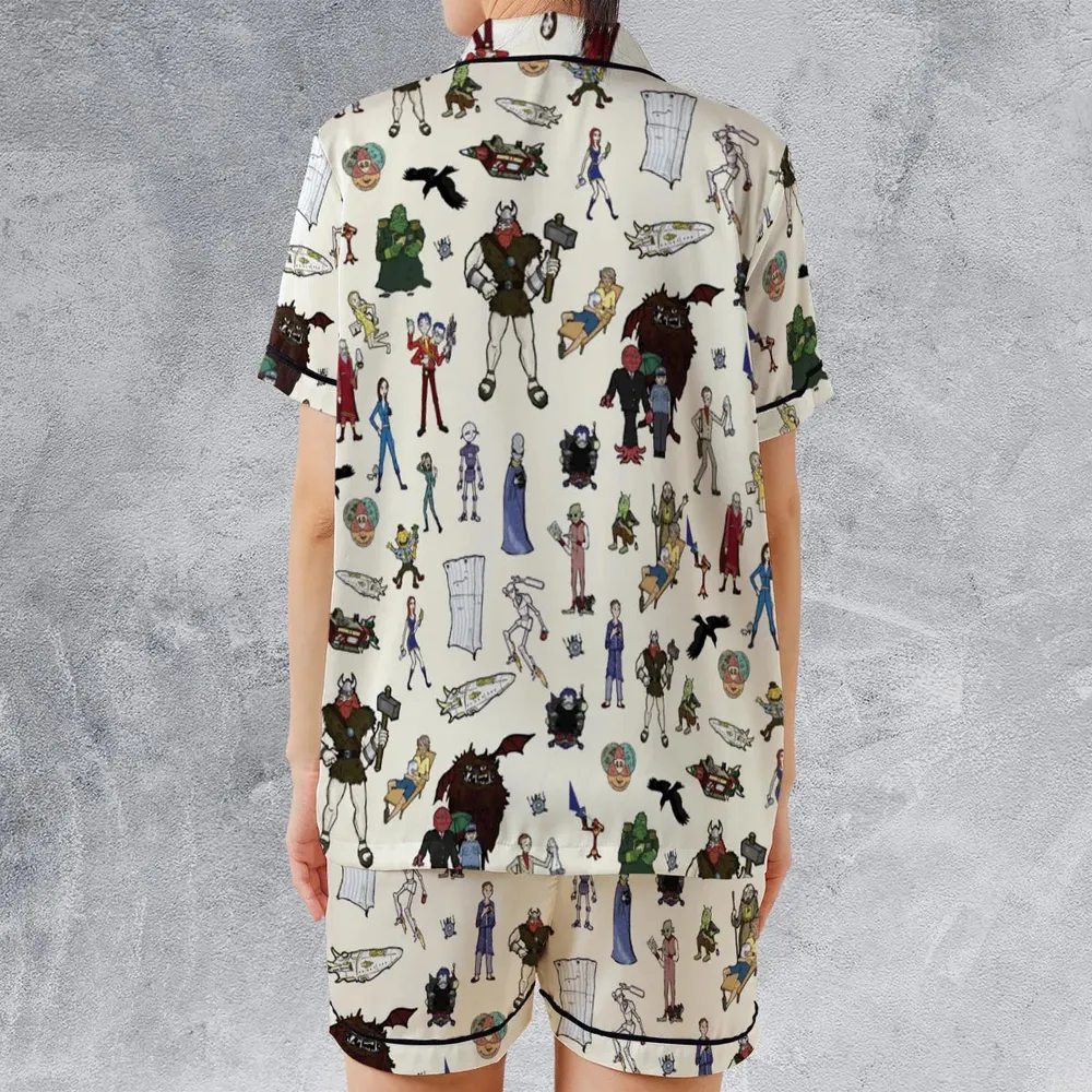Don't Panic The Hitchhiker's Guide to the Galaxy Satin Short-Sleeve Pajamas Set - 2