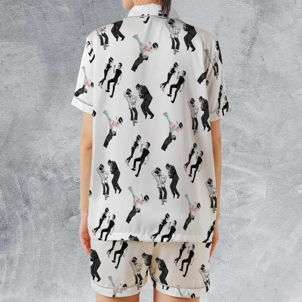 Frankenstein And Bride Movie Dance Scenes Satin Short-Sleeve Pajamas Set - 2