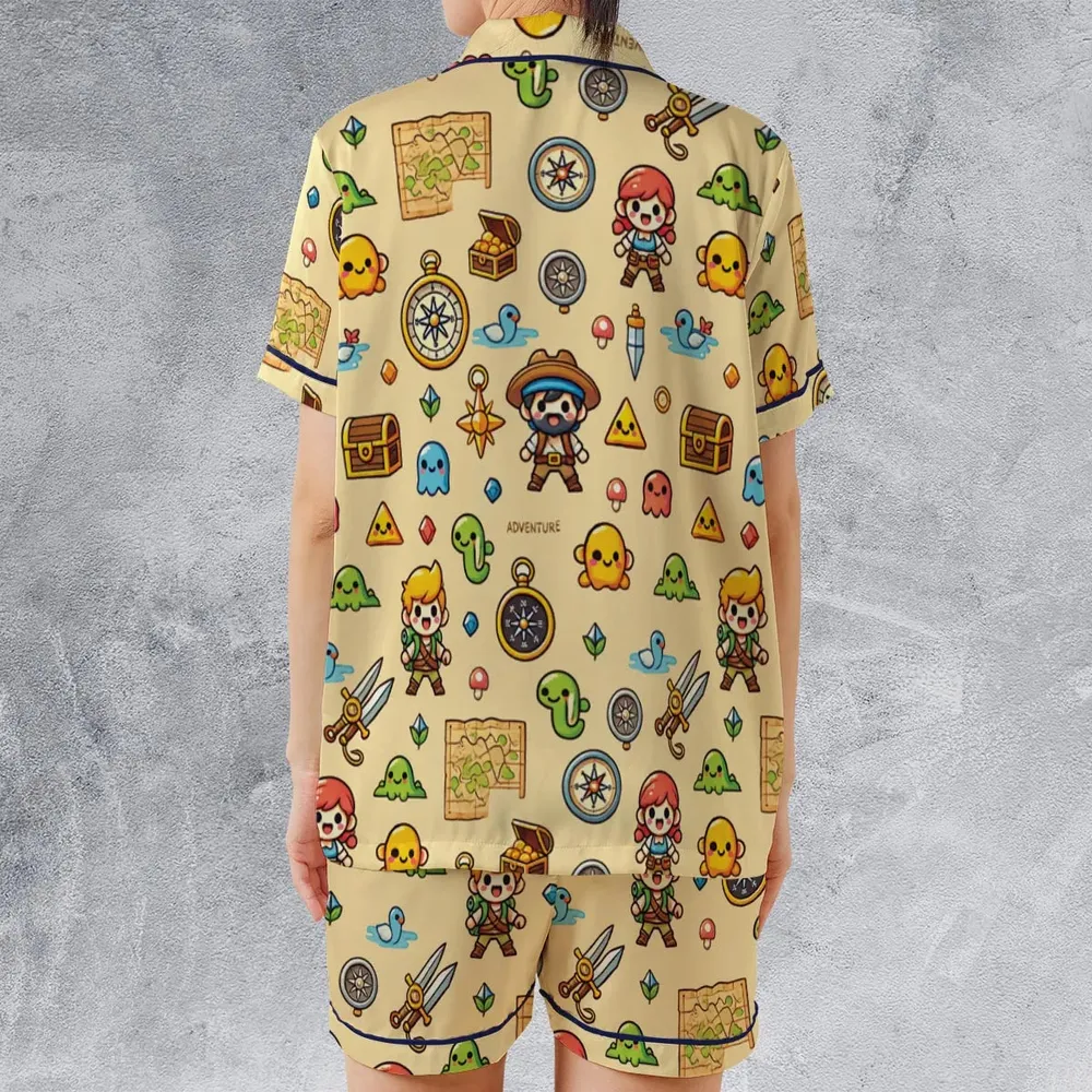 Quest Mode On The Legend of Zelda Satin Short-Sleeve Pajamas Set - 2