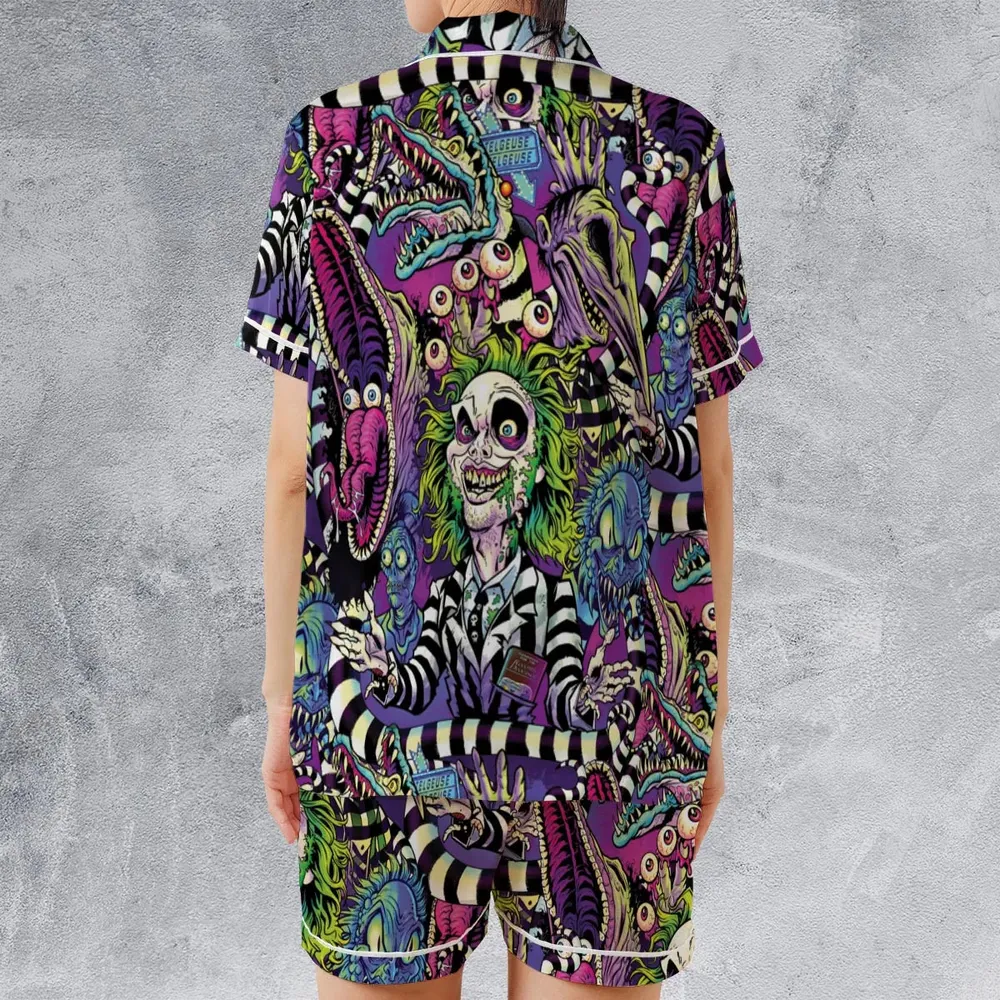Stay Spooky Beetlejuice Satin Short-Sleeve Pajamas Set - 2