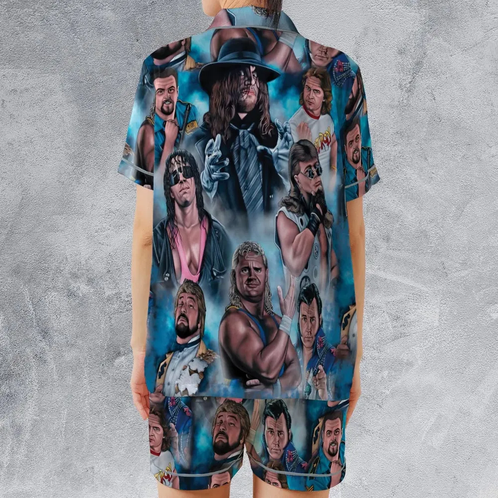 90s Wrestlers Satin Short-Sleeve Pajamas Set - 2
