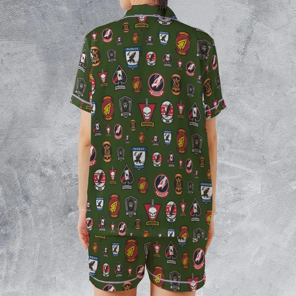 Top Gun Badge Satin Short-Sleeve Pajamas Set - 2