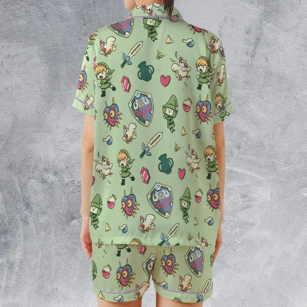 Let's Roll Link The Legend of Zelda Satin Short-Sleeve Pajamas Set - 2