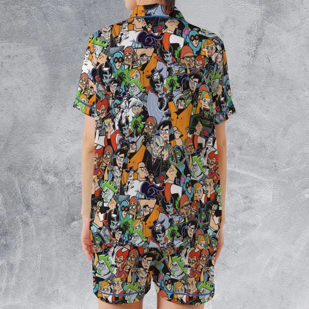 Danny Phantom Characters Collage Satin Short-Sleeve Pajamas Set - 2