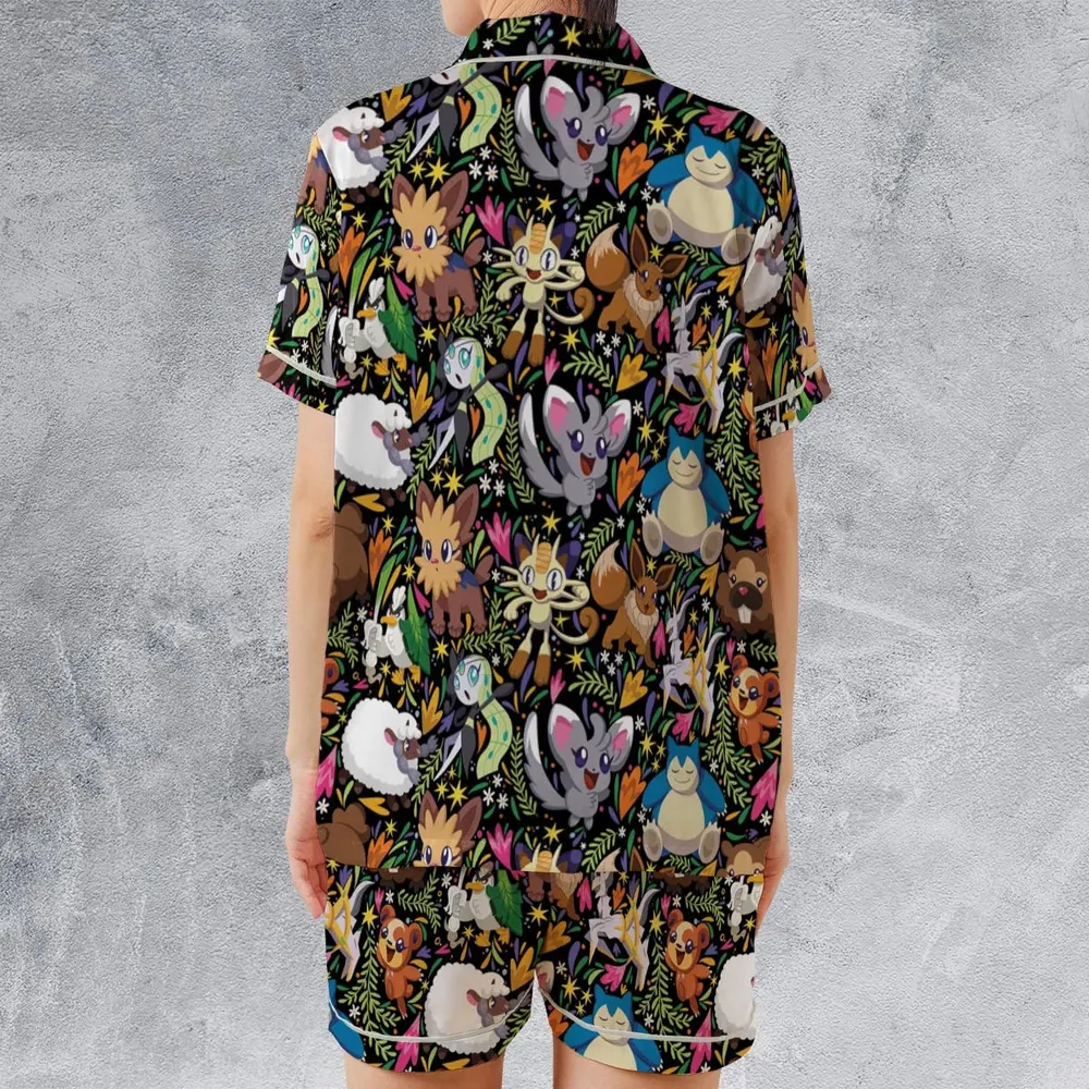 Exotic Tropical Pokemon Satin Short-Sleeve Pajamas Set - 2