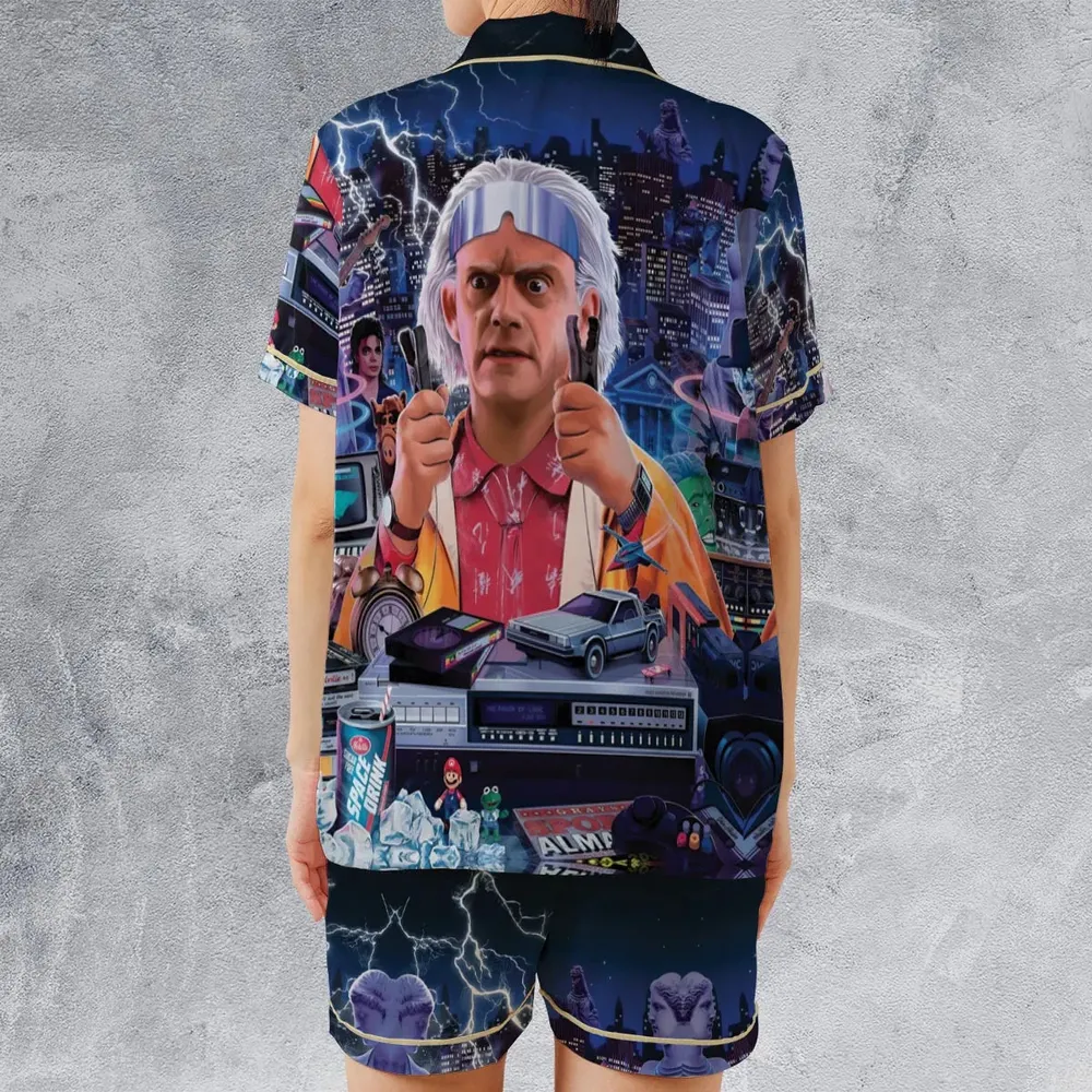 Great Scott! Back To The Future Satin Short-Sleeve Pajamas Set - 2
