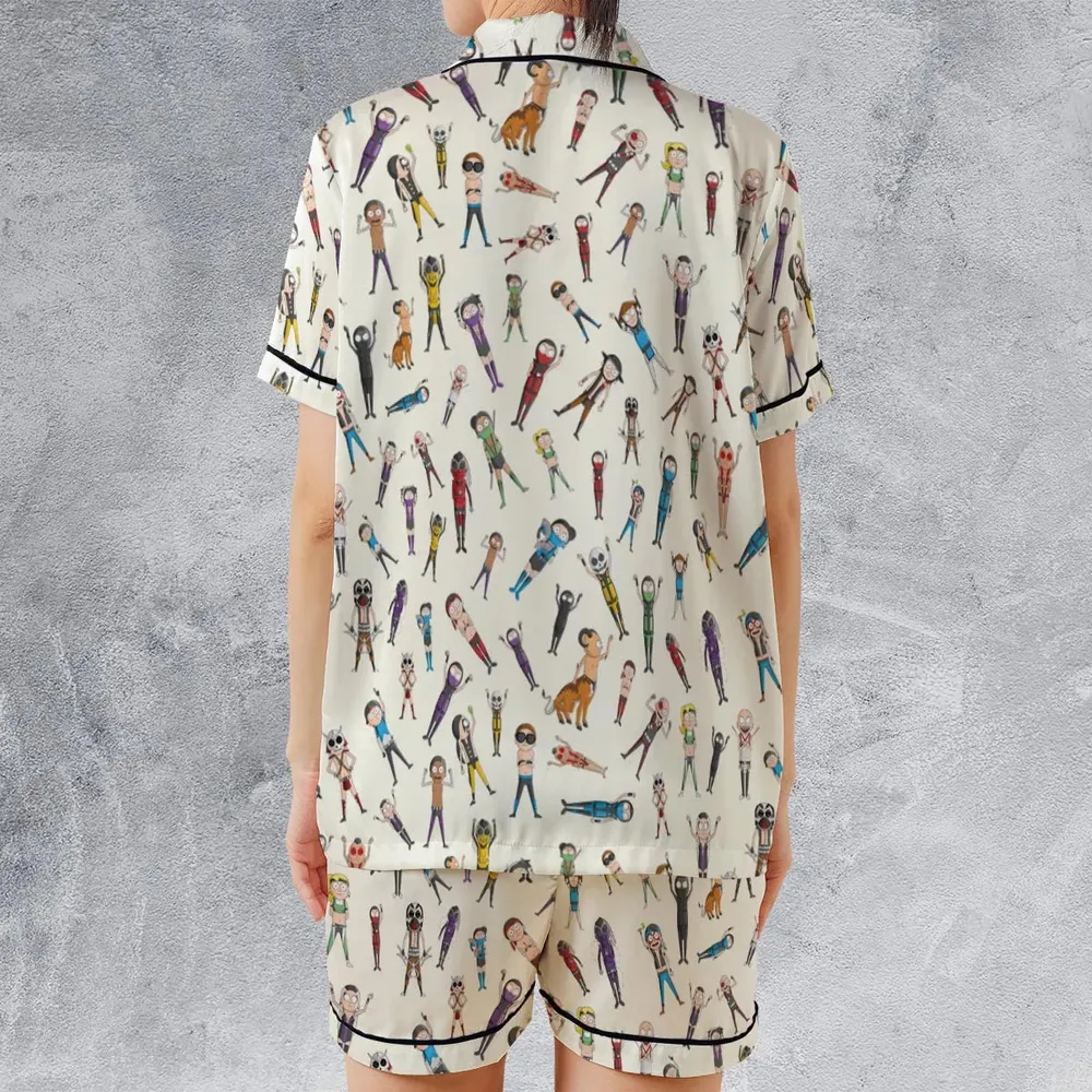 Morty Kombat Morty and Mortal Kombat Mashup Satin Short-Sleeve Pajamas Set - 2