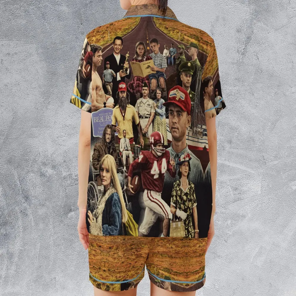 Forrest Gump's Journey Collage Satin Short-Sleeve Pajamas Set - 2