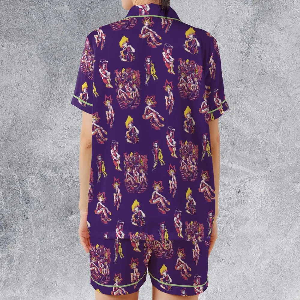 Yu Gi Oh Characters Patterns Satin Short-Sleeve Pajamas Set - 2