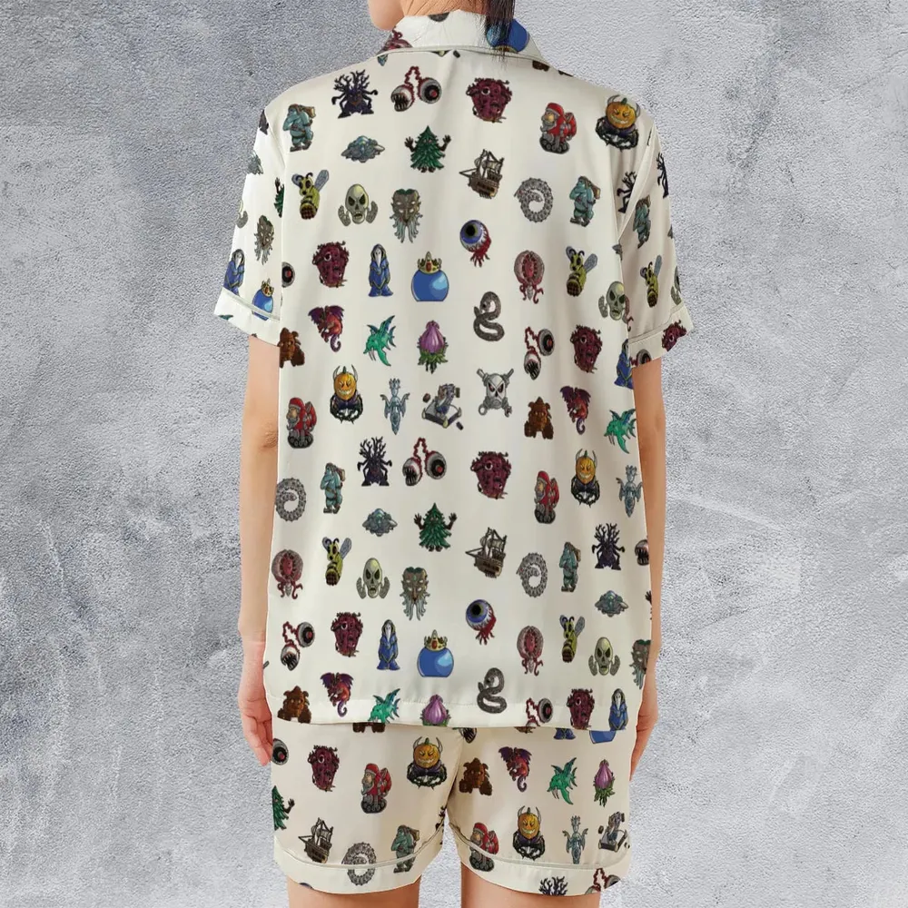 Terrarias All Bosses Terraria Satin Short-Sleeve Pajamas Set - 2
