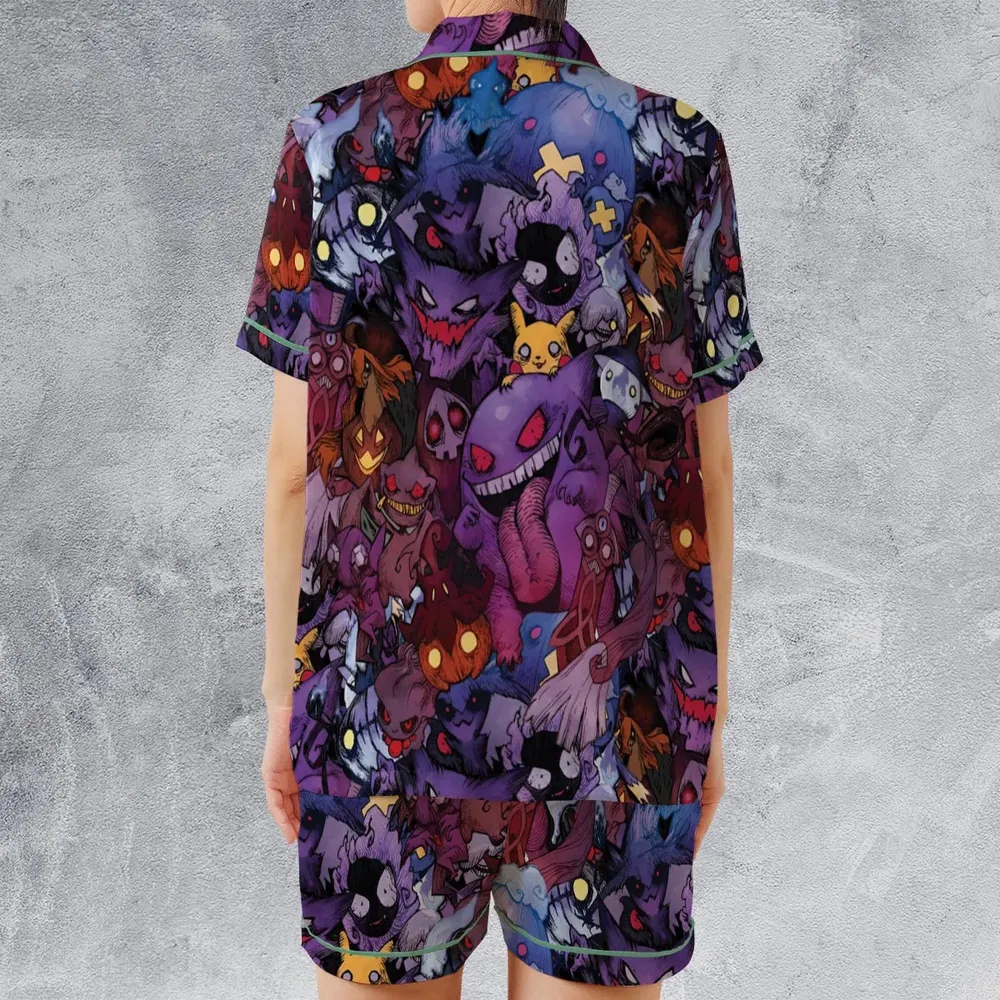 Scaries Poison Pokemon Satin Short-Sleeve Pajamas Set - 2