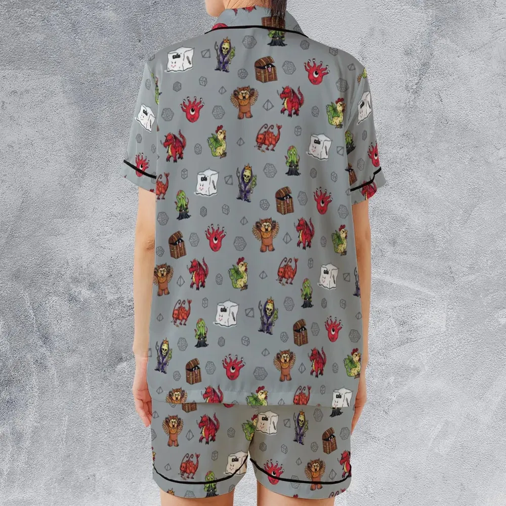 Little Monsters DnD Satin Short-Sleeve Pajamas Set - 2